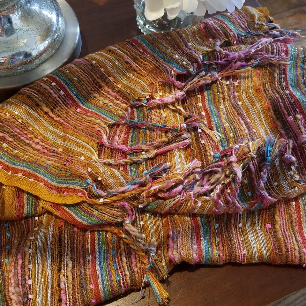 SOLD Beautiful multicolored handmade scarf